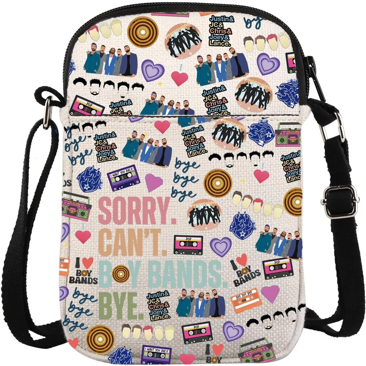 90s Bands Crossbody Bag 90s Music Lover Carry On Bag Band Fans Gift Old School Music Gift Funny Band Reunion Gift