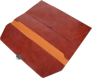 A4 Leather Document File Folder Compact File Storage Bag for Tax Papers Contracts
