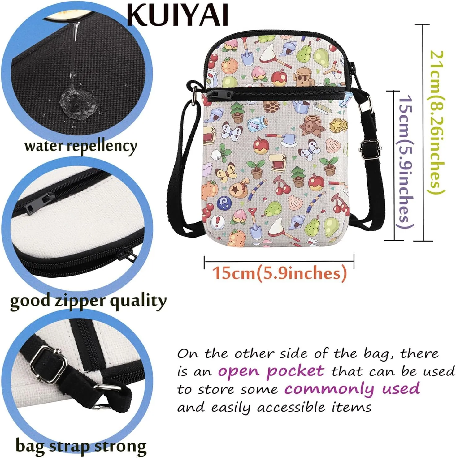ACNH Inspired Crossbody Purse Bag Animal Villagers Gift Racoons Character Messenger Bag Video Game Lovers Gift Gamer Gift