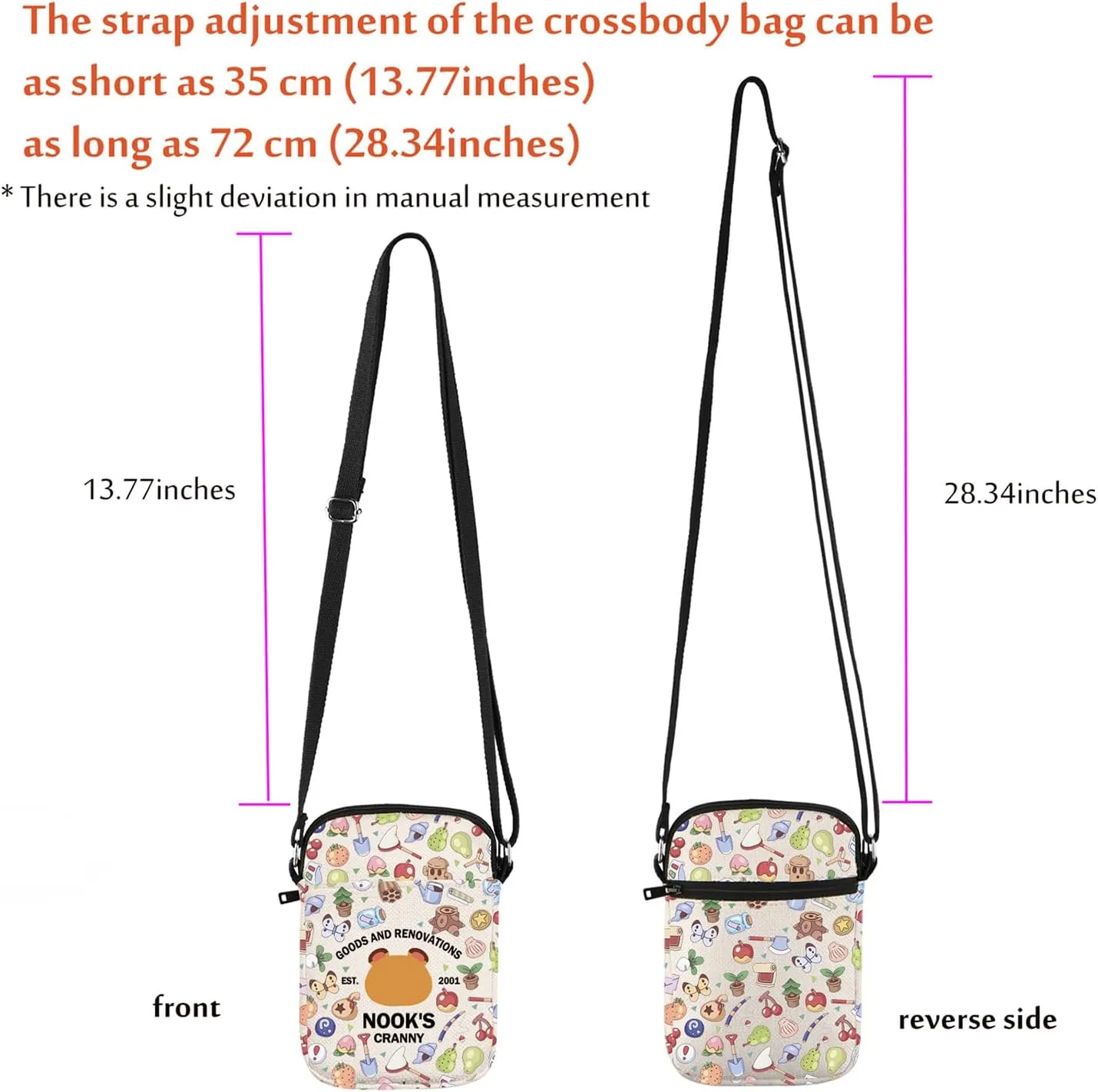 ACNH Inspired Crossbody Purse Bag Animal Villagers Gift Racoons Character Messenger Bag Video Game Lovers Gift Gamer Gift