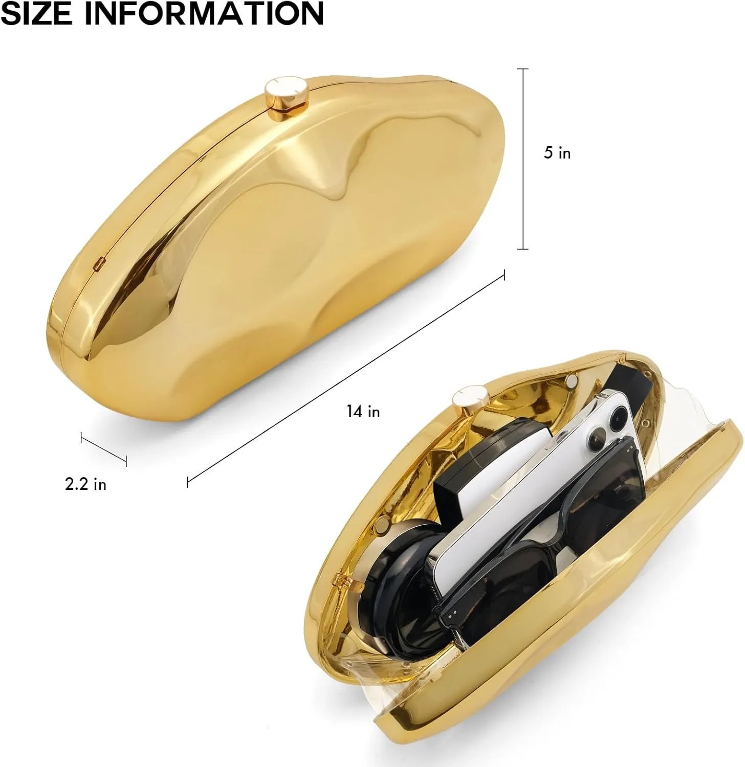 Acrylic Clutch Purse for Women Evening Bag, Irregular Shell Acrylic Purse Box Clutch with Chain for Party Wedding Prom