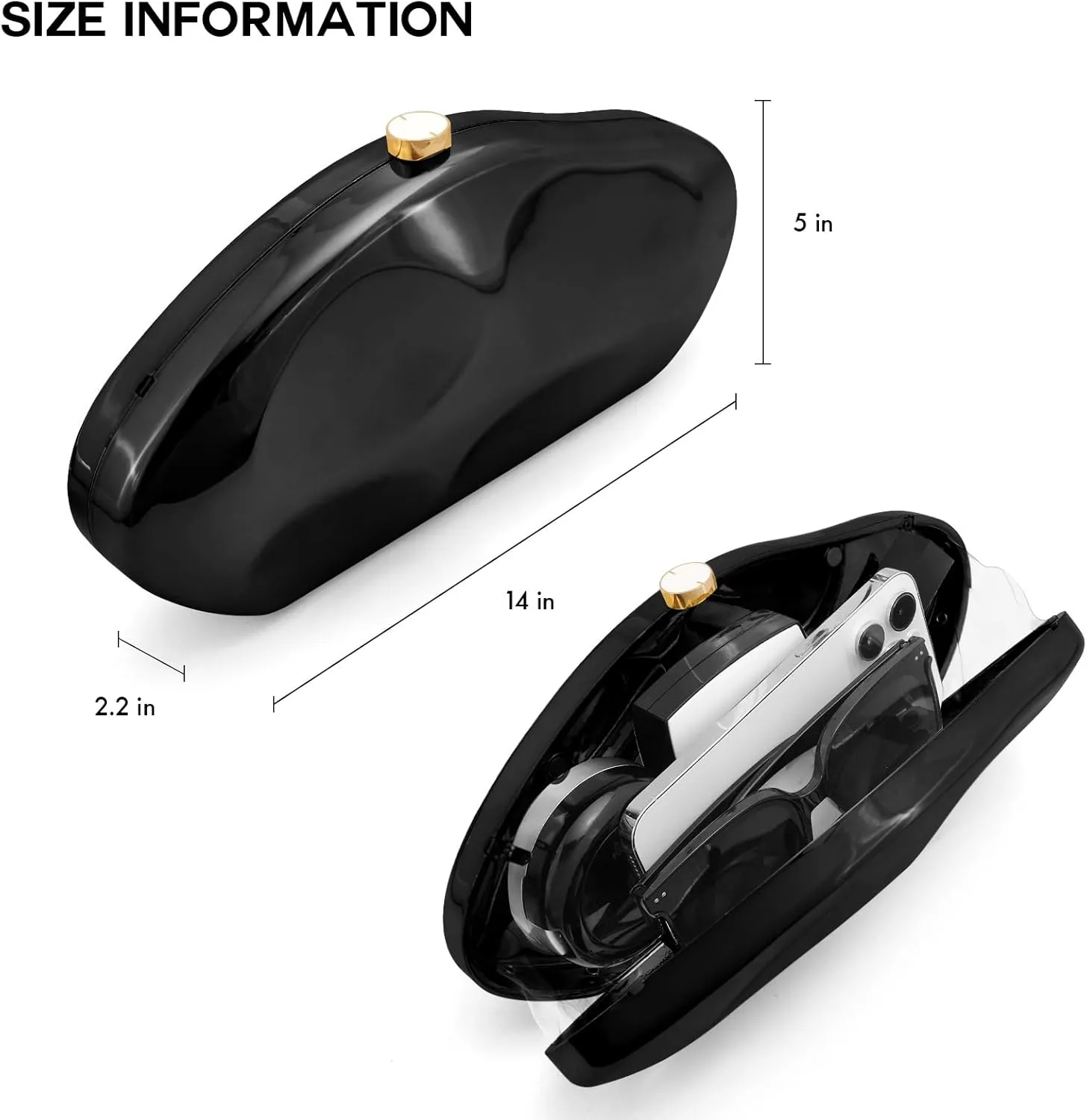 Acrylic Clutch Purse for Women Evening Bag, Irregular Shell Acrylic Purse Box Clutch with Chain for Party Wedding Prom