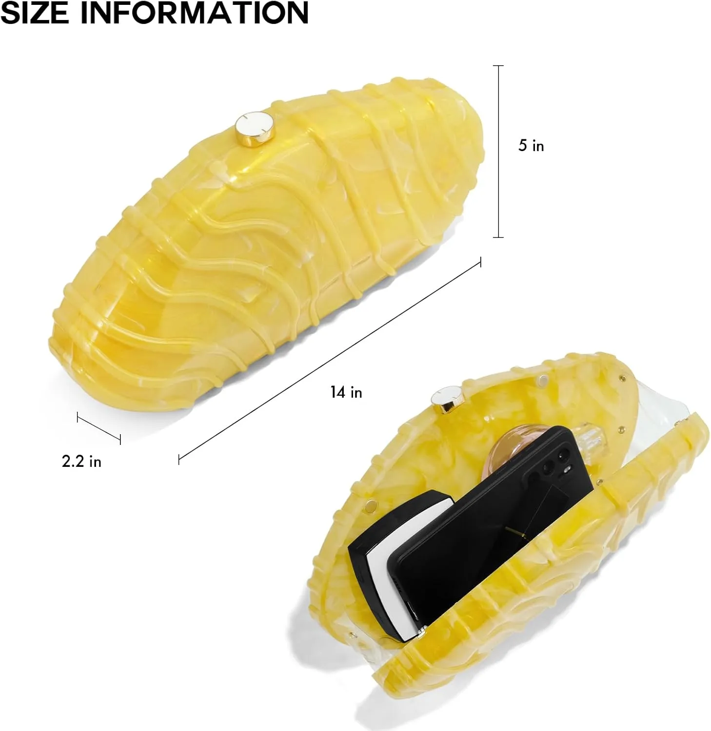Acrylic Clutch Purse for Women Evening Bag, Irregular Shell Acrylic Purse Box Clutch with Chain for Party Wedding Prom
