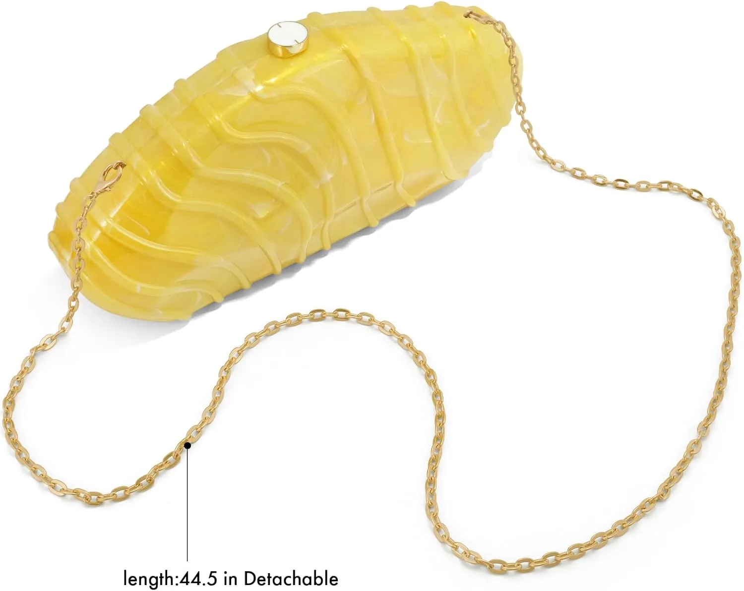 Acrylic Clutch Purse for Women Evening Bag, Irregular Shell Acrylic Purse Box Clutch with Chain for Party Wedding Prom