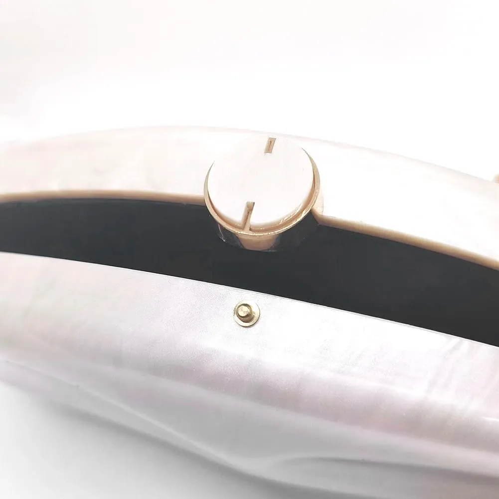 Acrylic Shell Clutch Purse for Women Metallic Evening Bag Large Designer Acrylic Handbag for Wedding Party Prom