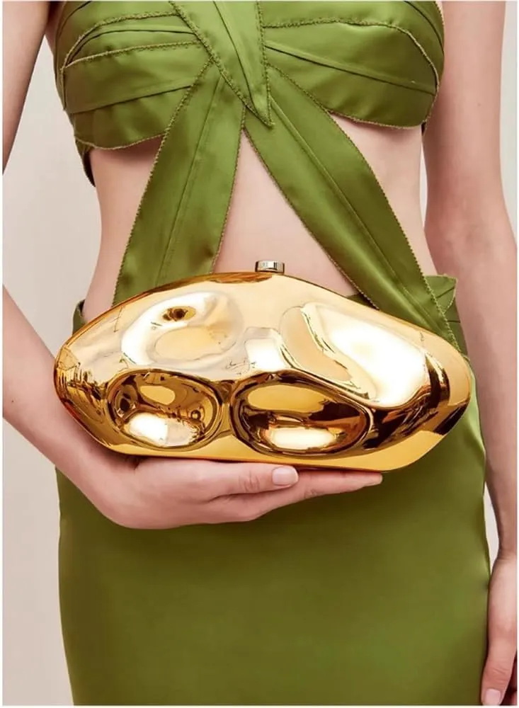 Acrylic Shell Clutch Purse for Women Metallic Evening Bag Large Designer Acrylic Handbag for Wedding Party Prom