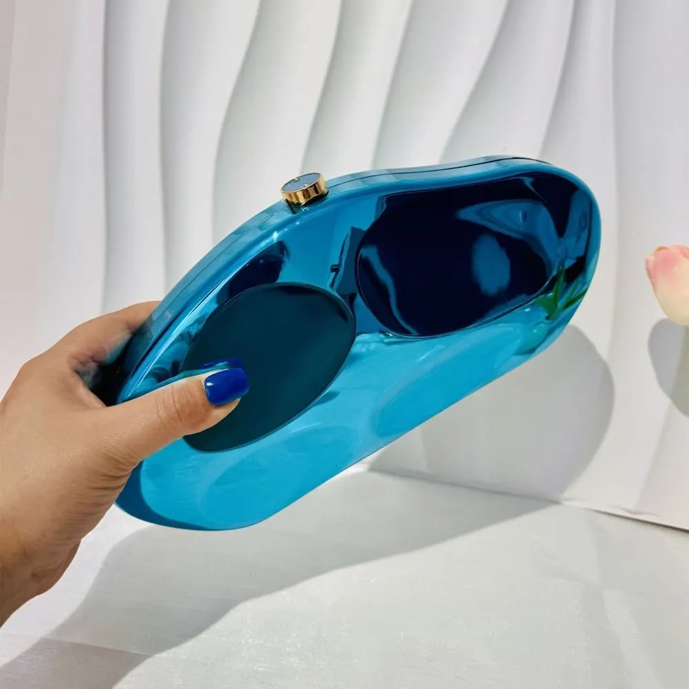 Acrylic Shell Clutch Purse for Women Metallic Evening Bag Large Designer Acrylic Handbag for Wedding Party Prom