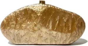 Acrylic Shell Clutch Purse for Women Metallic Evening Bag Large Designer Acrylic Handbag for Wedding Party Prom