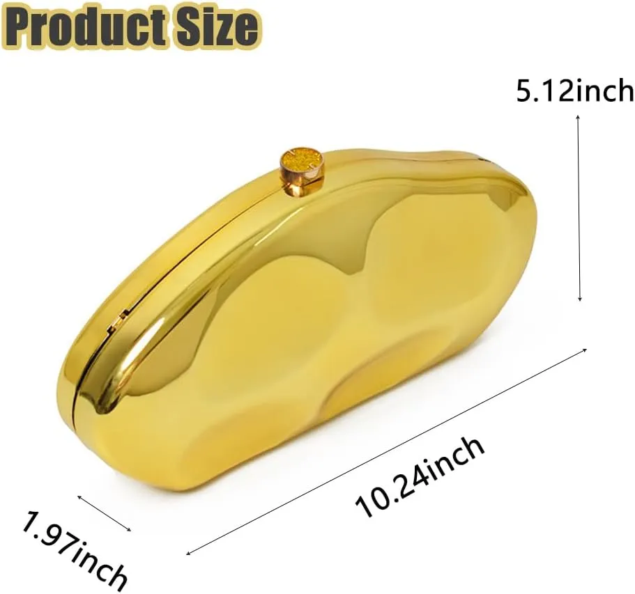 Acrylic Shell Clutch Purse for Women Metallic Evening Bag Large Designer Acrylic Handbag for Wedding Party Prom