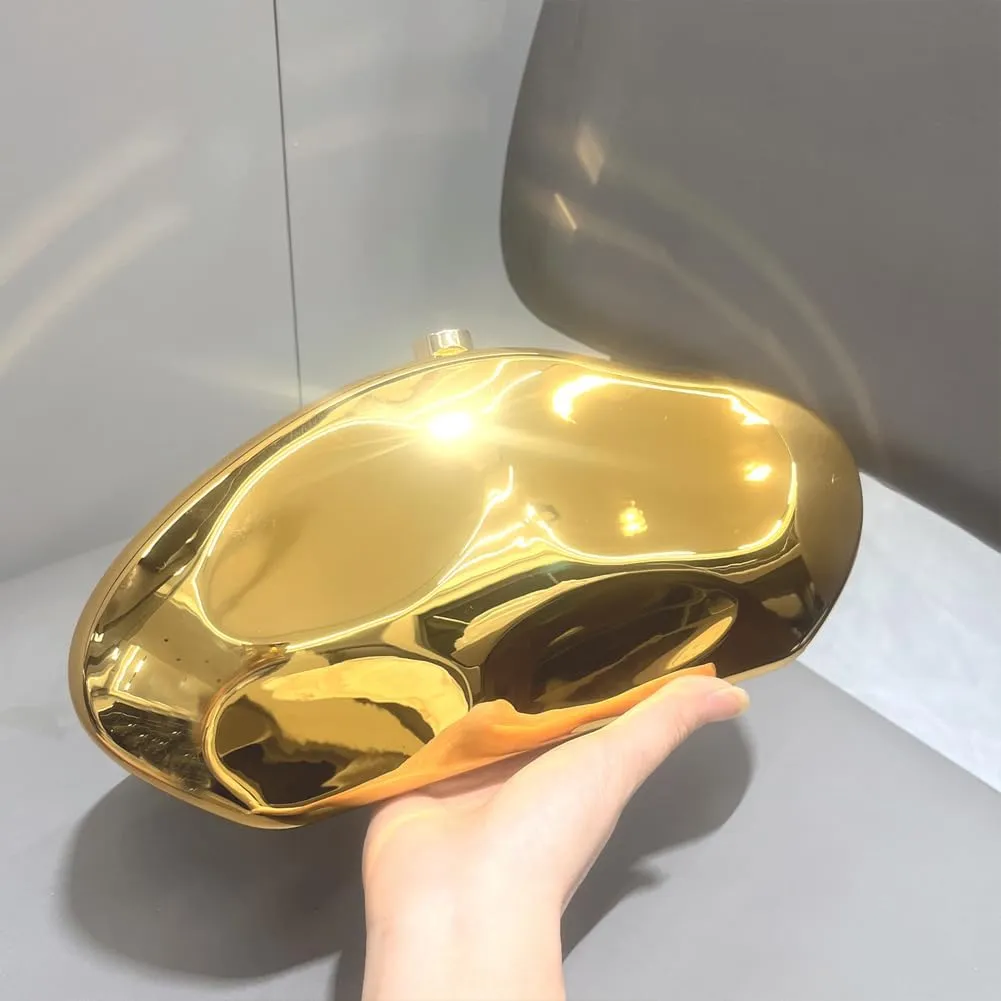 Acrylic Shell Clutch Purse for Women Metallic Evening Bag Large Designer Acrylic Handbag for Wedding Party Prom