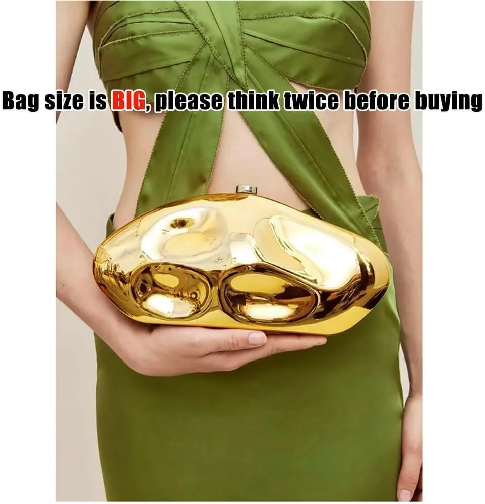 Acrylic Shell Clutch Purse for Women Metallic Evening Bag Large Designer Acrylic Handbag for Wedding Party Prom