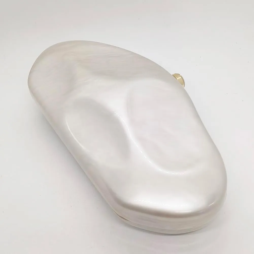 Acrylic Shell Clutch Purse for Women Metallic Evening Bag Large Designer Acrylic Handbag for Wedding Party Prom