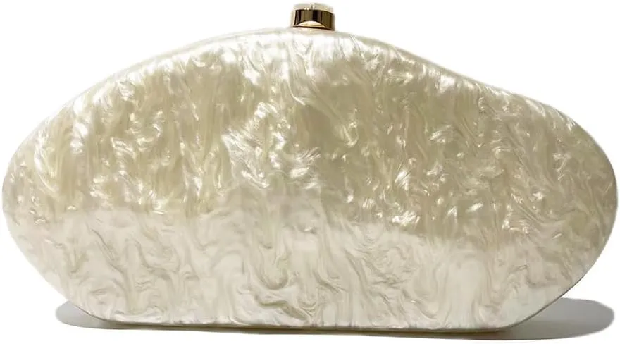 Acrylic Shell Clutch Purse for Women Metallic Evening Bag Large Designer Acrylic Handbag for Wedding Party Prom