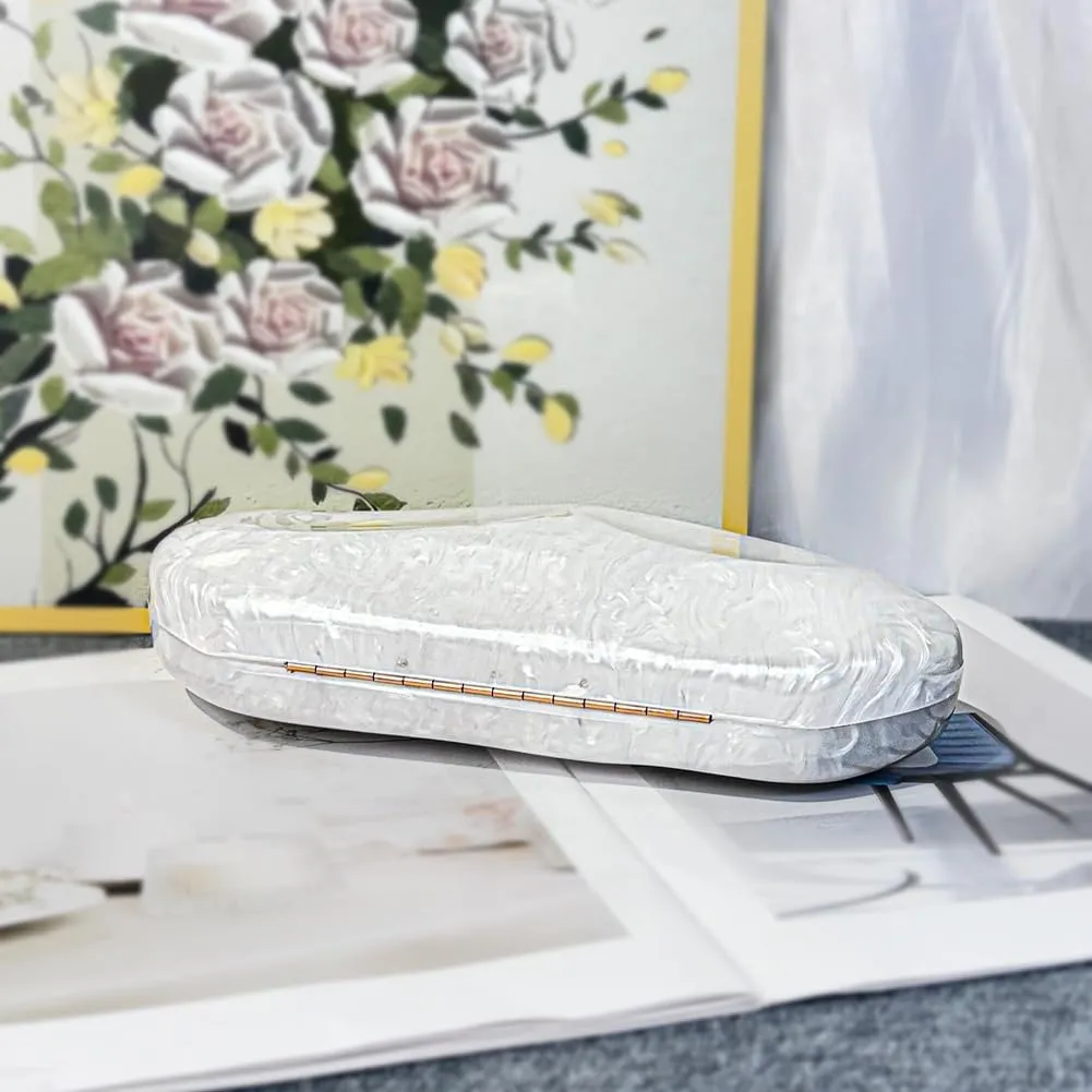 Acrylic Shell Clutch Purse for Women Metallic Evening Bag Large Designer Acrylic Handbag for Wedding Party Prom