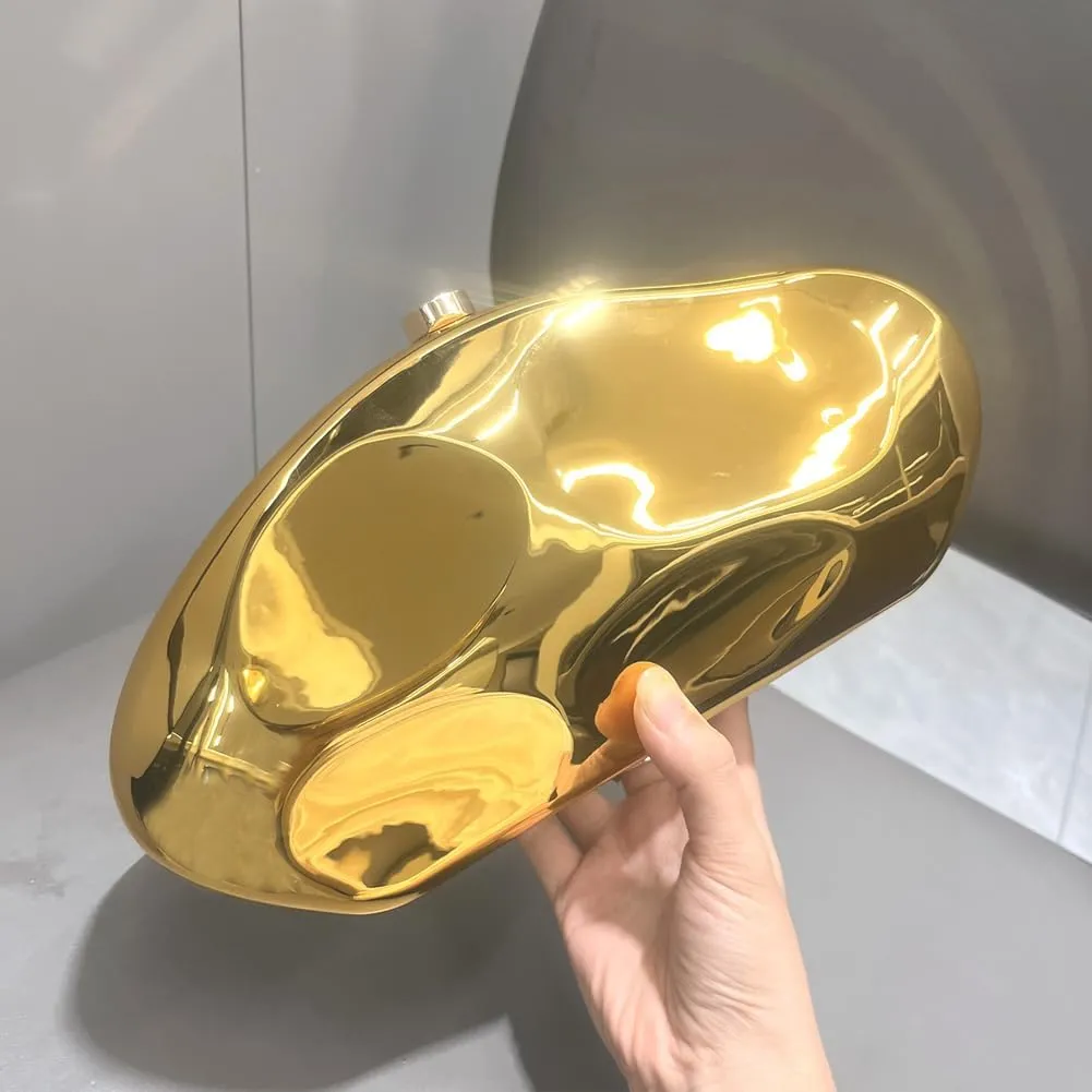 Acrylic Shell Clutch Purse for Women Metallic Evening Bag Large Designer Acrylic Handbag for Wedding Party Prom