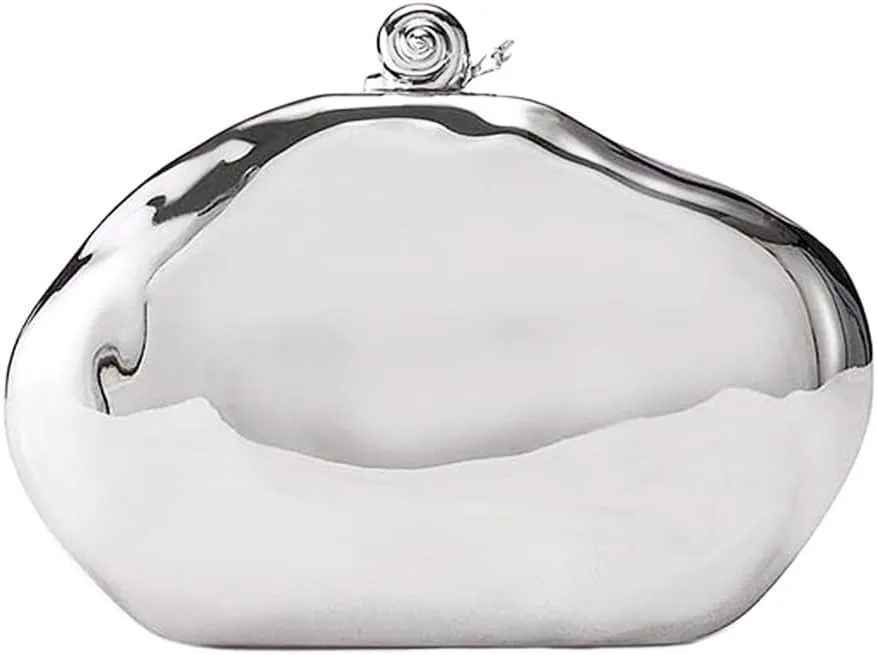 Acrylic Shell Clutch Purse for Women Metallic Evening Bag Unique Geometric Handbag for Wedding Party Prom