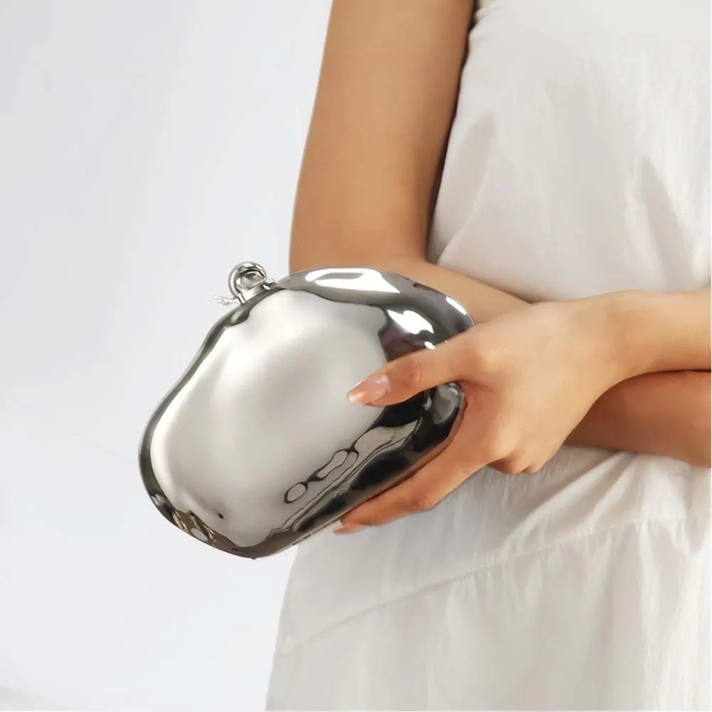 Acrylic Shell Clutch Purse for Women Metallic Evening Bag Unique Geometric Handbag for Wedding Party Prom