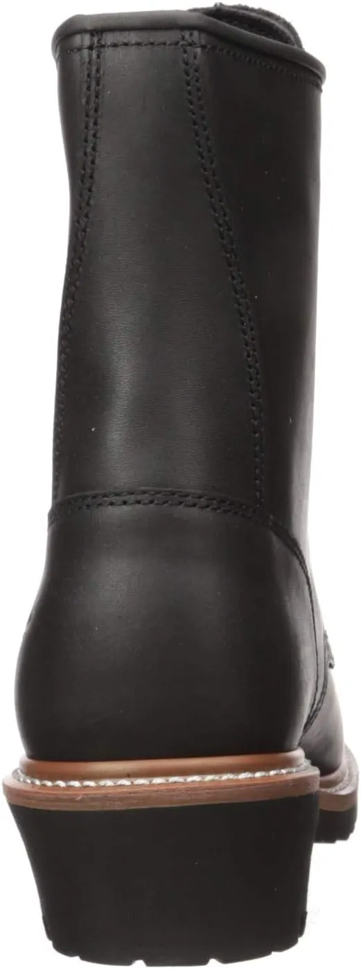 Ad Tec 9in Logger Crazy Horse Leather Work Boots for Men - Plain Soft Toe & Shock Absorbing Non Slip Rubber Lug Sole