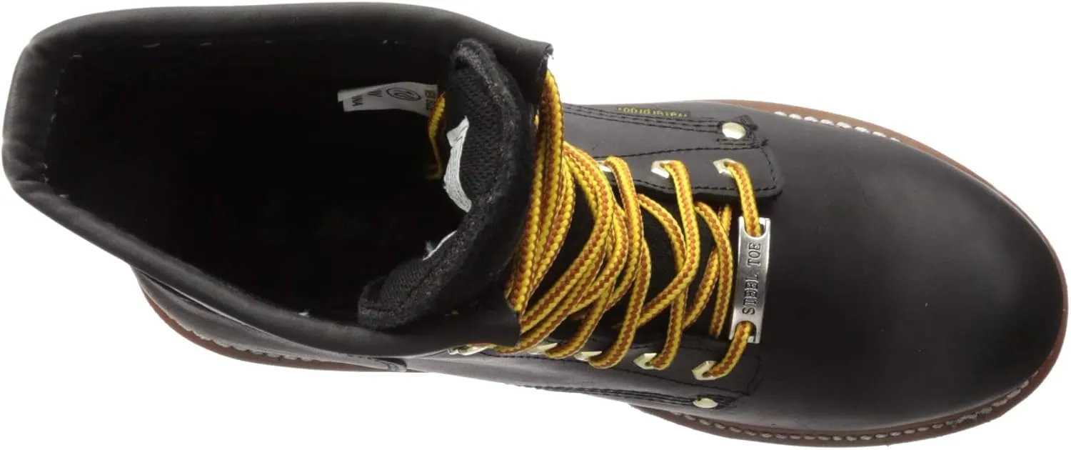 Ad Tec 9in Logger Crazy Horse Leather Work Boots for Men - Plain Soft Toe & Shock Absorbing Non Slip Rubber Lug Sole