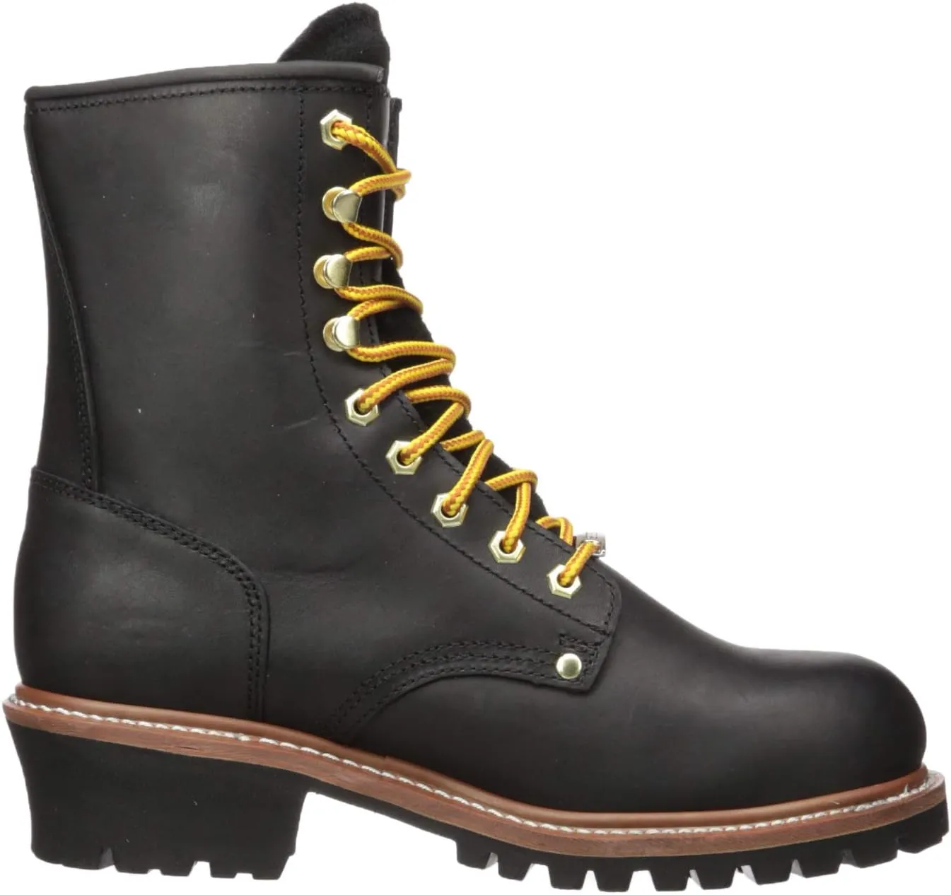 Ad Tec 9in Logger Crazy Horse Leather Work Boots for Men - Plain Soft Toe & Shock Absorbing Non Slip Rubber Lug Sole