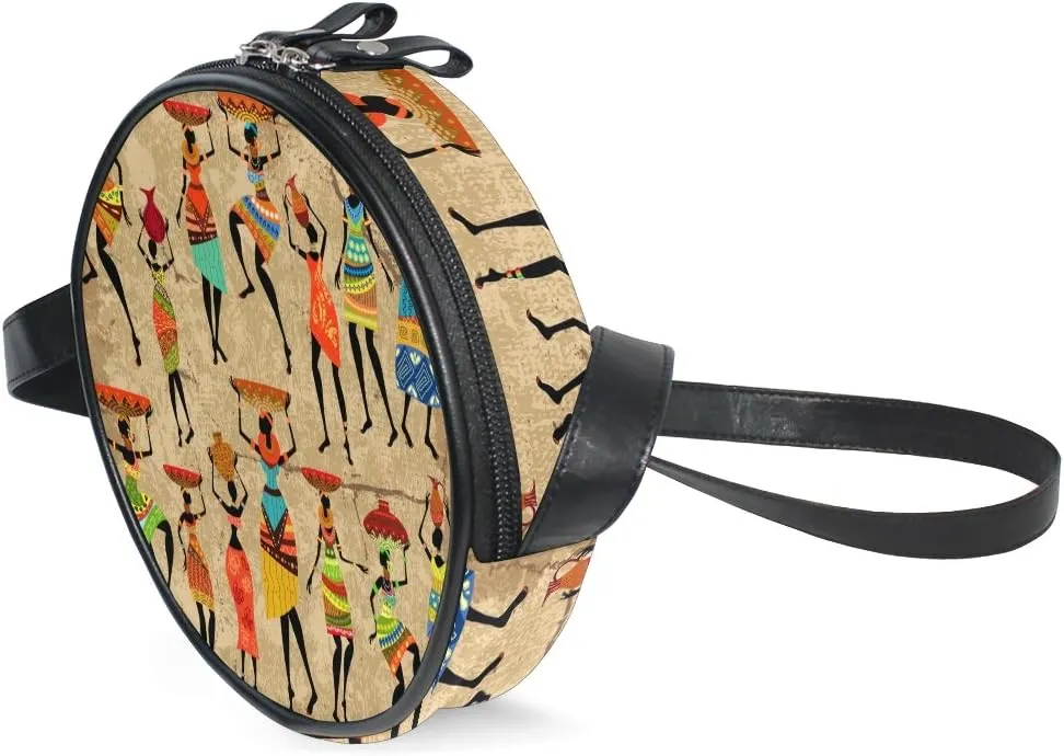 ALAZA Art Paris Eiffel Tower Painting Round Crossbody Bag Canvas Messenger Purse