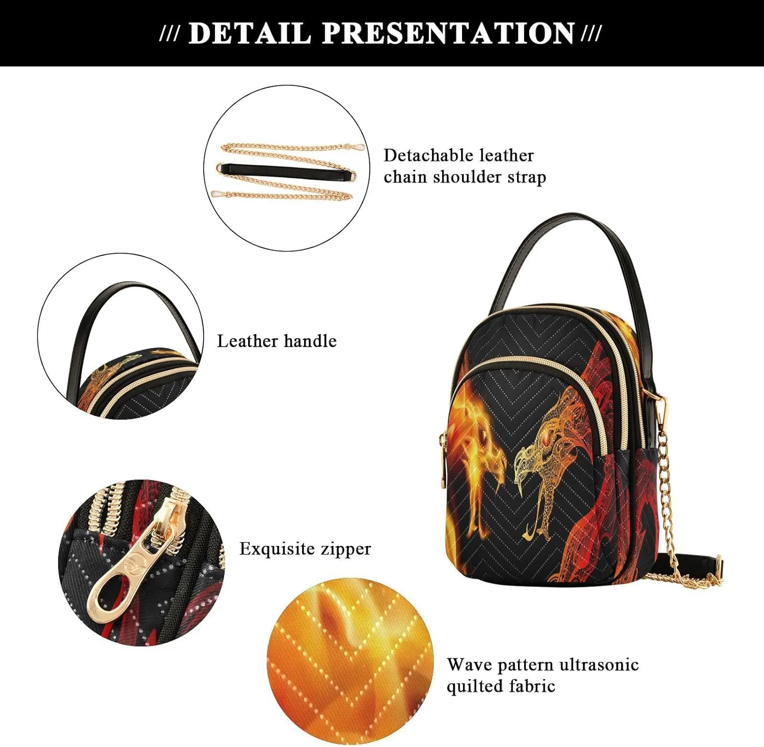 ALAZA Chain Crossbody Bags for Women Quilted Shoulder Crossbody Handbags Travel Cross Body Cell Phone Purses Bags