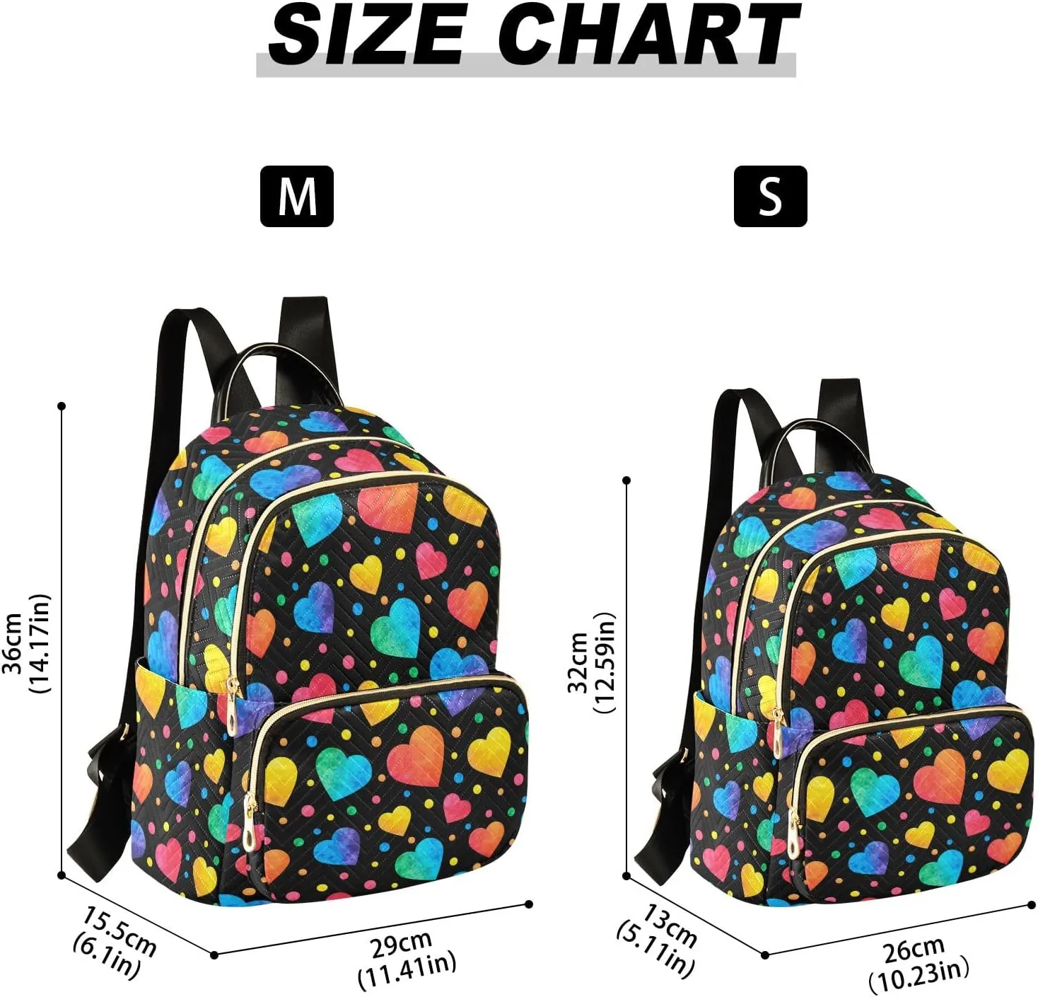 ALAZA Mini Backpack Purse for Women Lightweight Girls Small Size Rainbow Heart Watercolor School Teens College Traveling