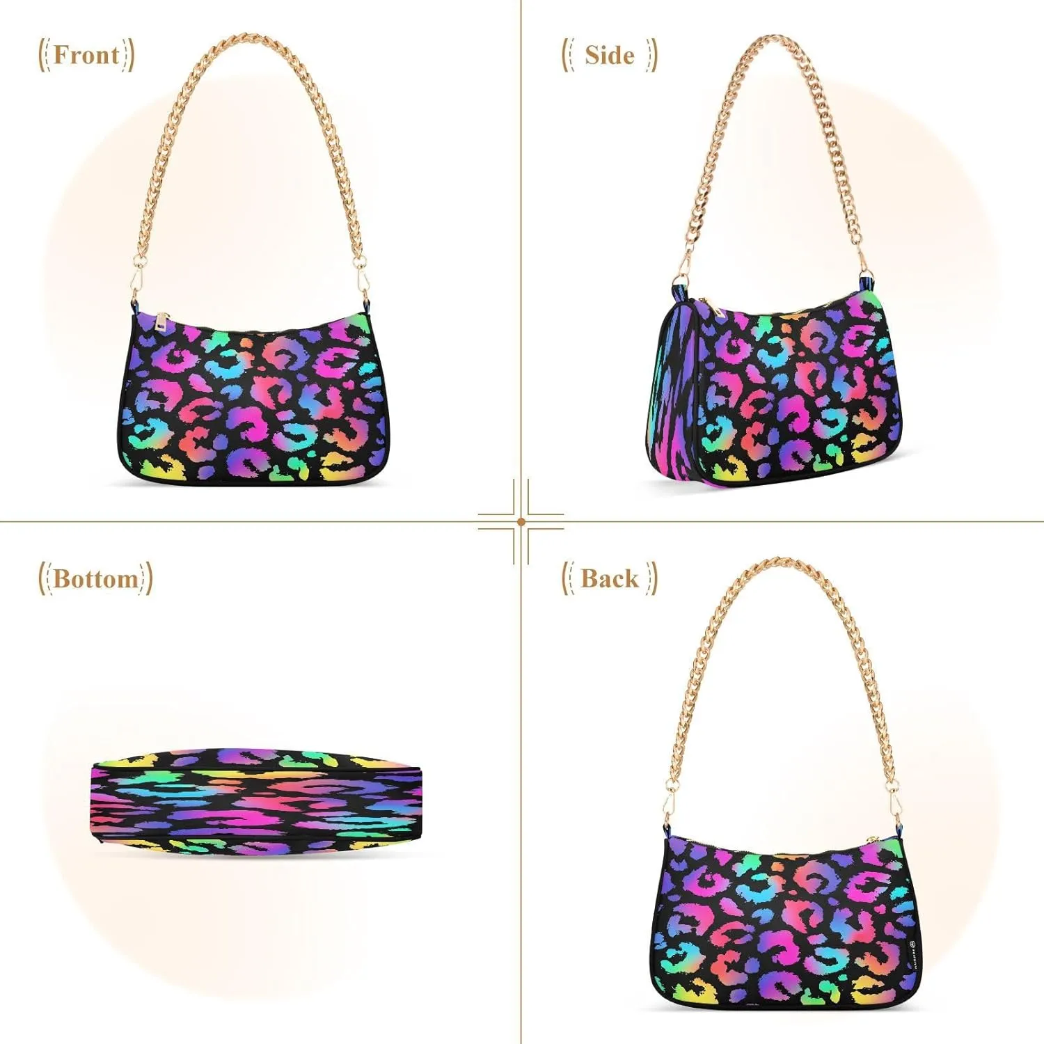 ALAZA Shoulder Handbags for Women Travel Hobo Tote Handbag Women Gold Chain Shoulder Bags Purse with Zipper Closure