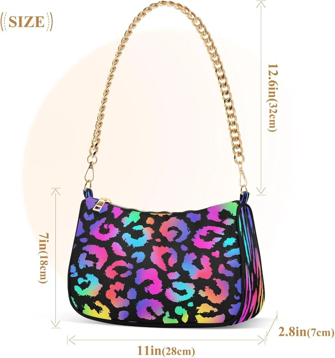 ALAZA Shoulder Handbags for Women Travel Hobo Tote Handbag Women Gold Chain Shoulder Bags Purse with Zipper Closure