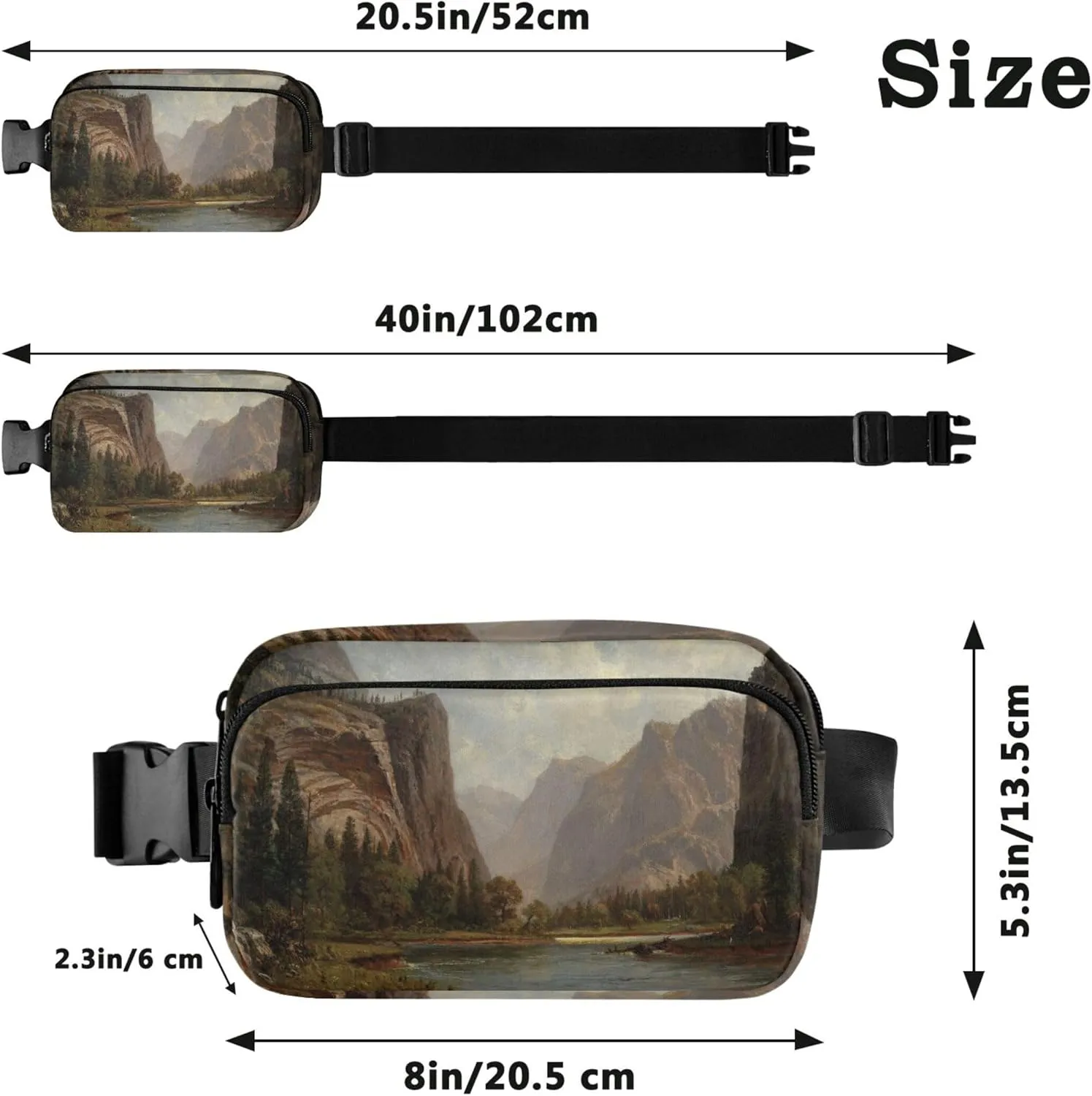Albert Bierstadt Gates Yosemite Landscape Fanny Packs for Women Waterproof Anti Theft Belt Bag Cute Waist Pouches for Men