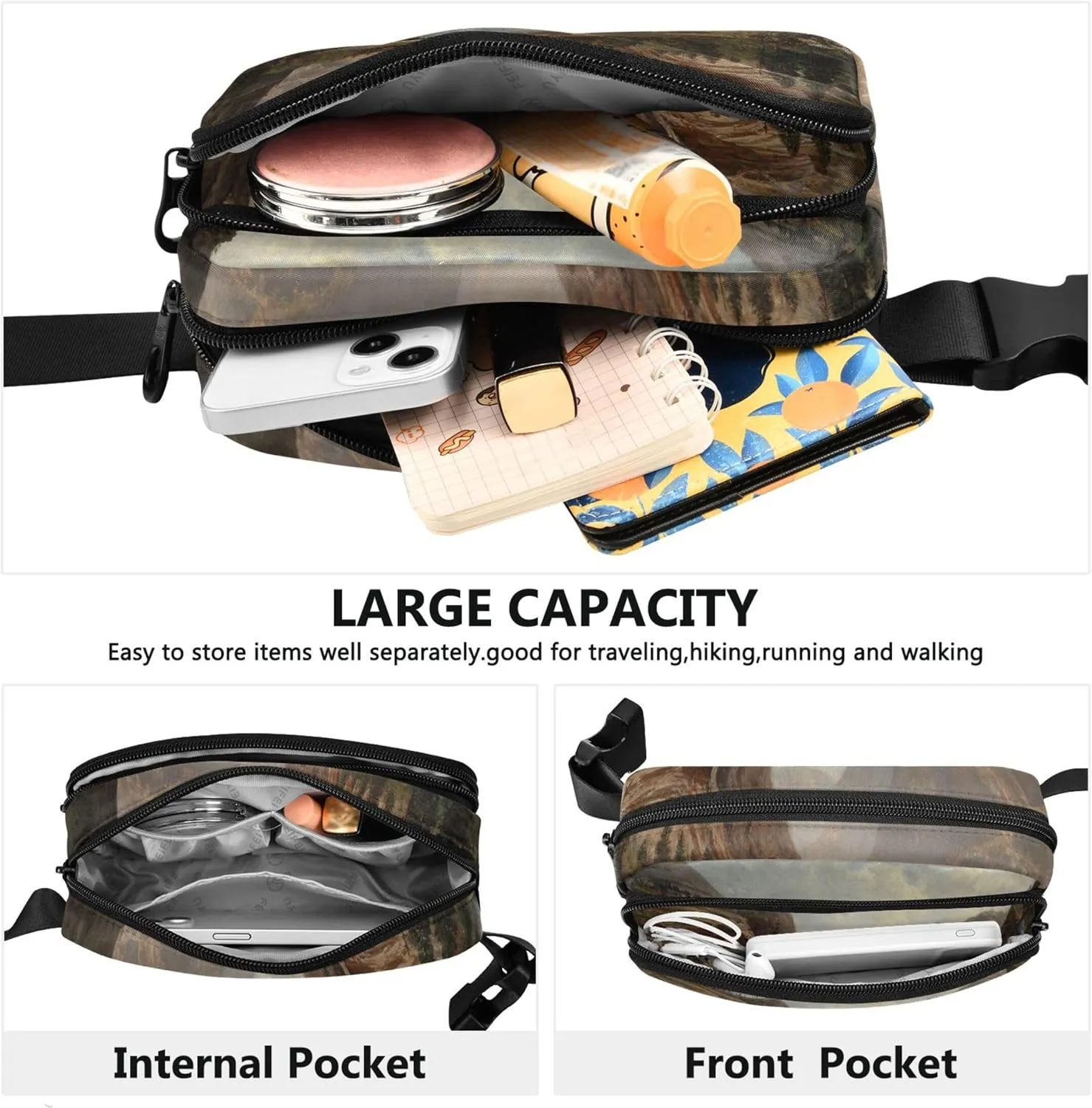 Albert Bierstadt Gates Yosemite Landscape Fanny Packs for Women Waterproof Anti Theft Belt Bag Cute Waist Pouches for Men
