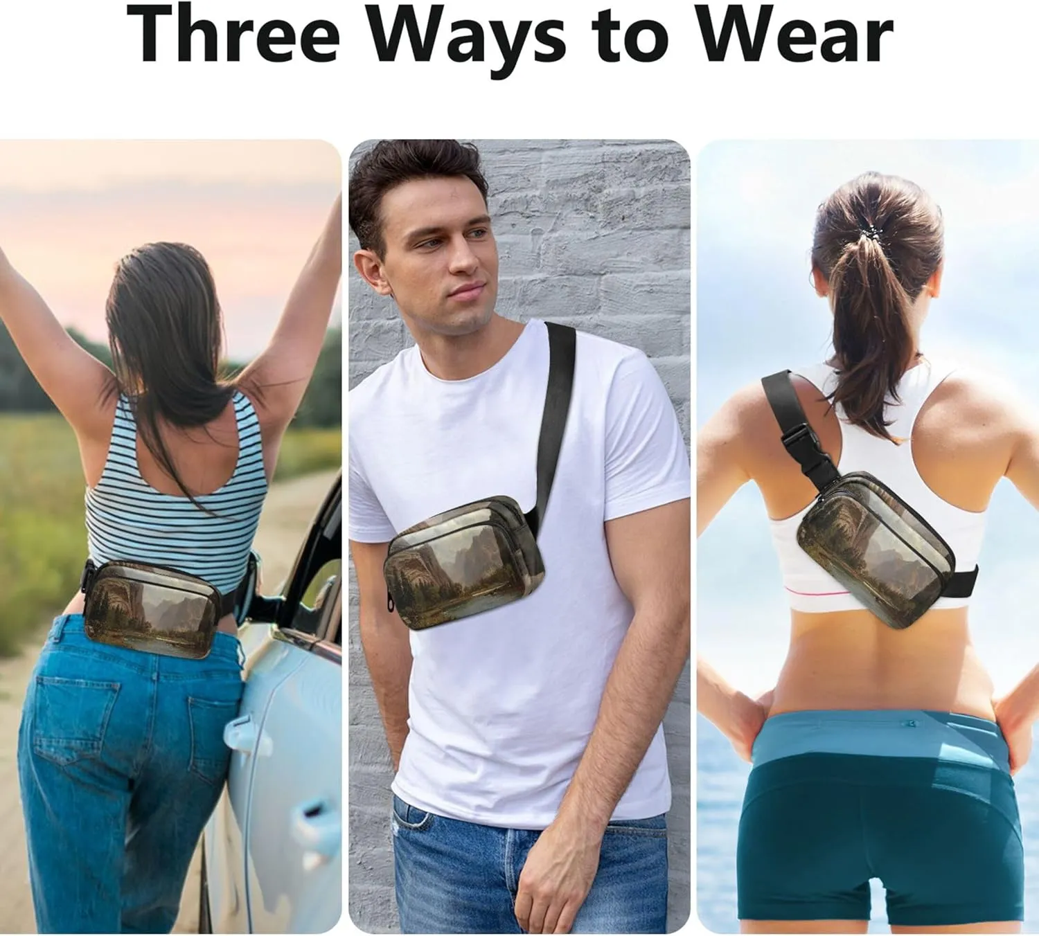 Albert Bierstadt Gates Yosemite Landscape Fanny Packs for Women Waterproof Anti Theft Belt Bag Cute Waist Pouches for Men