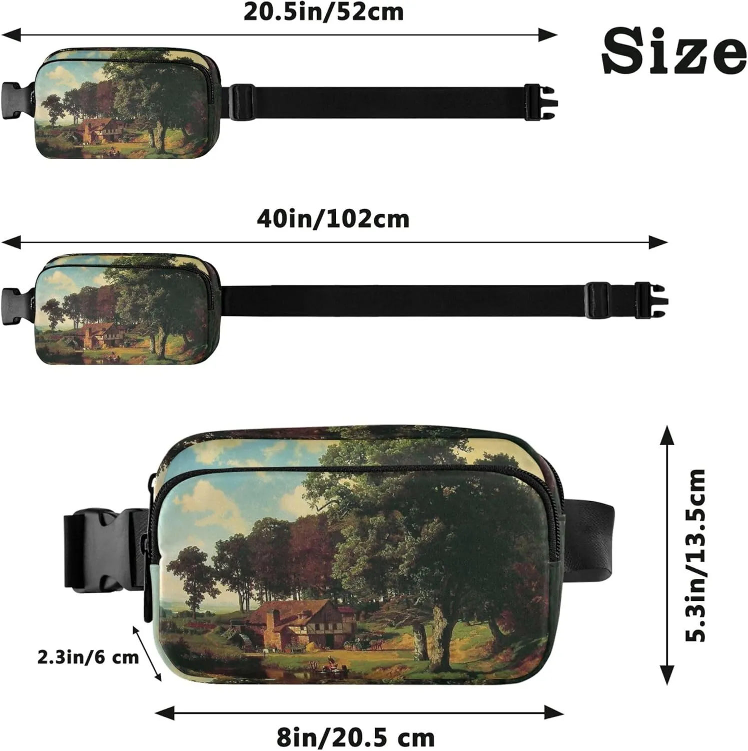 Albert Bierstadt Rustic Mill Painting Women Fanny Packs Everywhere Belt Bag Waterproof Funky Cross Body Waist Pack