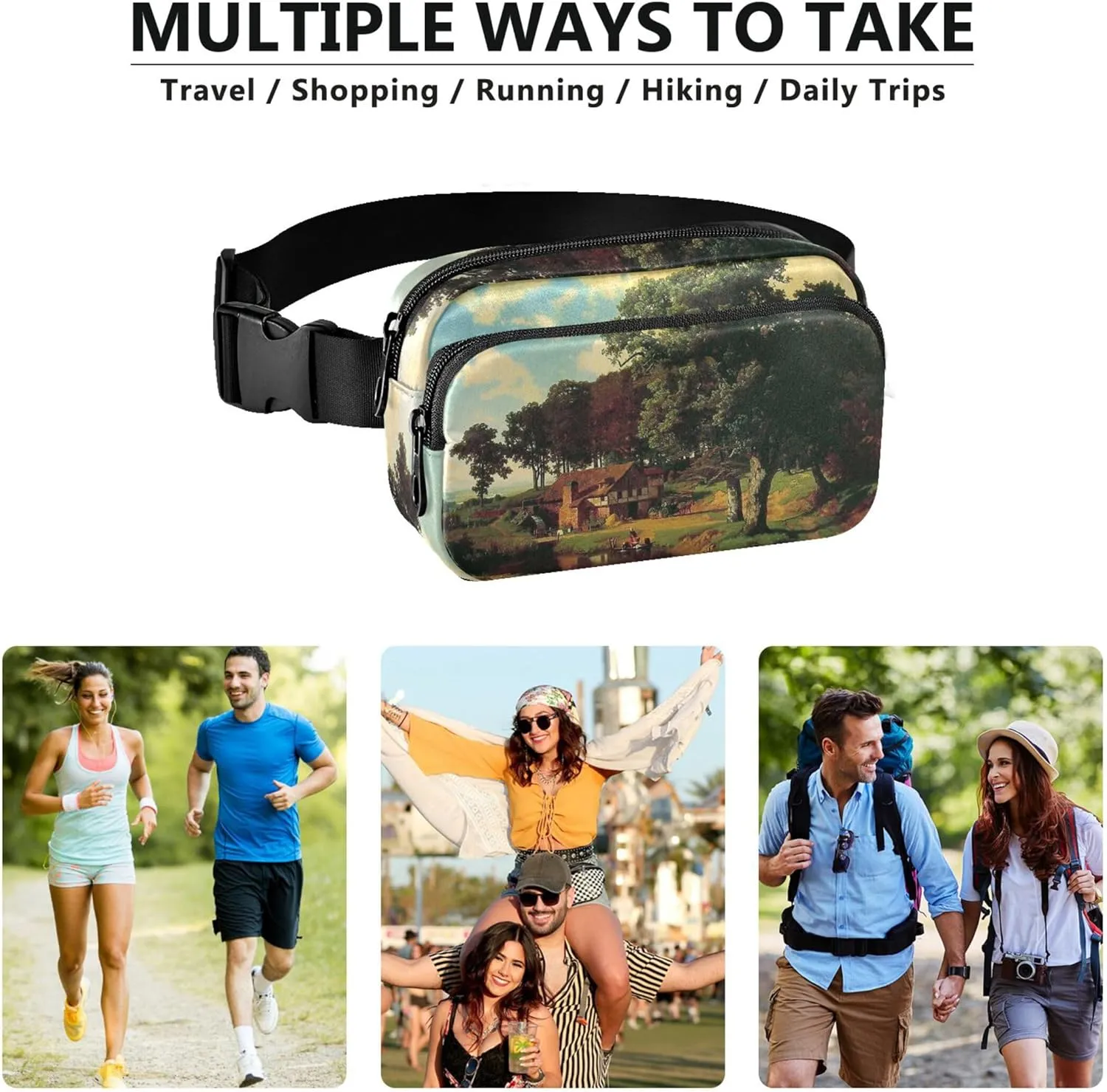 Albert Bierstadt Rustic Mill Painting Women Fanny Packs Everywhere Belt Bag Waterproof Funky Cross Body Waist Pack