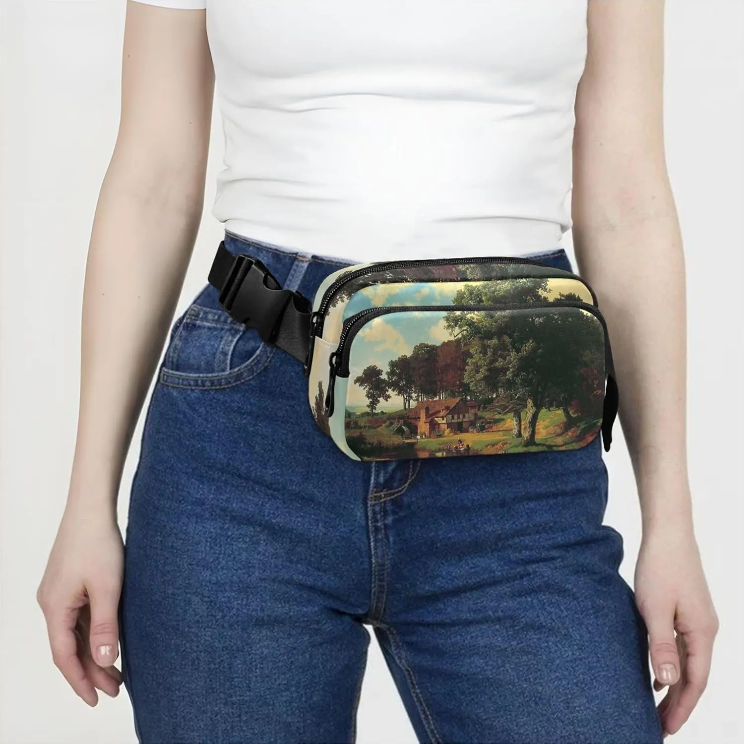 Albert Bierstadt Rustic Mill Painting Women Fanny Packs Everywhere Belt Bag Waterproof Funky Cross Body Waist Pack