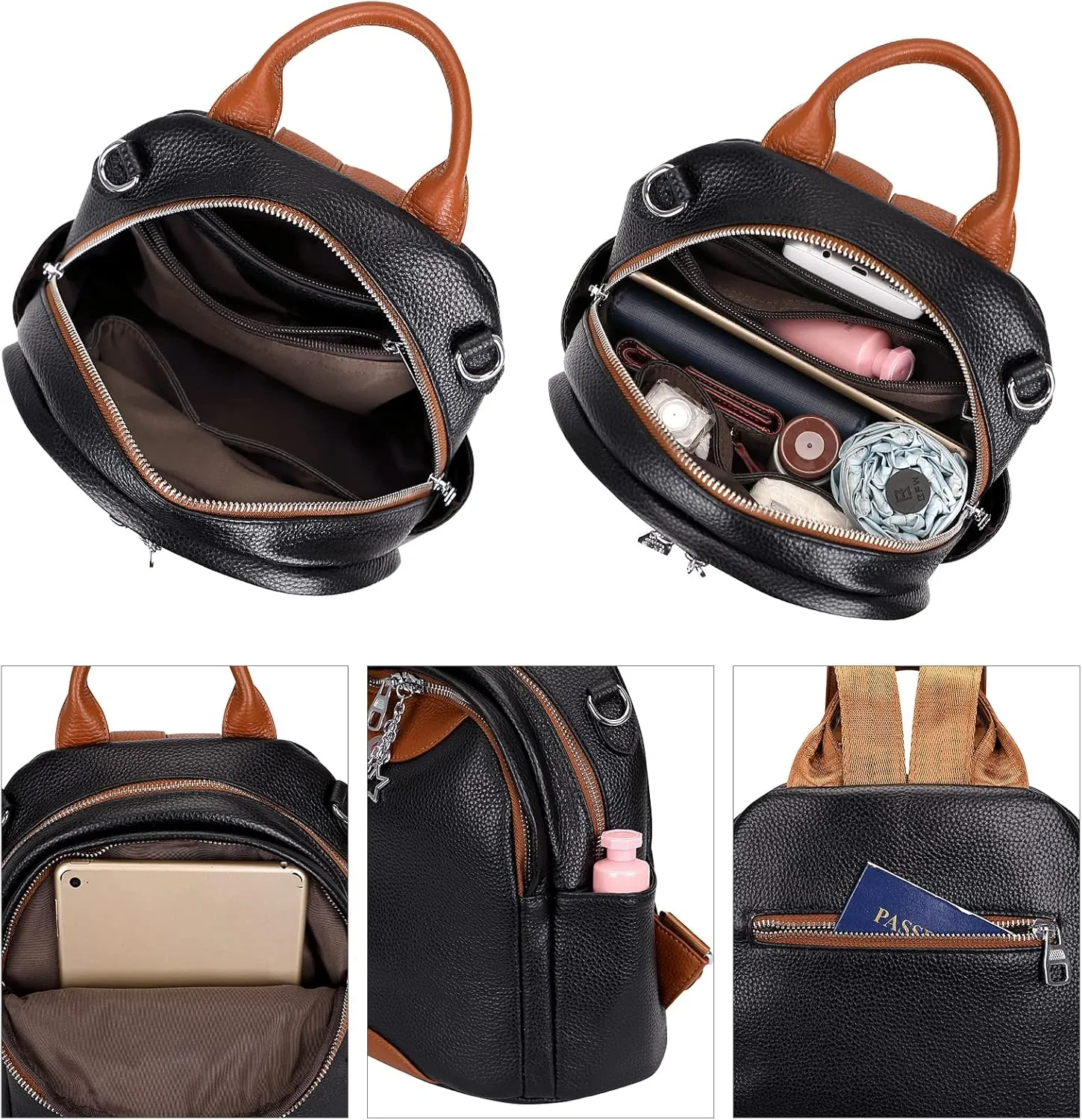 ALTOSY Soft Genuine Leather Backpack for Women Small Convertible Backpack Purse Shoulder Bag for Ladies