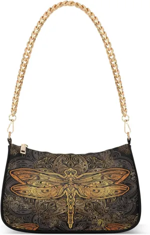 ALZA Shoulder Handbags for Women Travel Hobo Tote Handbag Women Gold Chain Shoulder Bags Purse with Zipper Closure