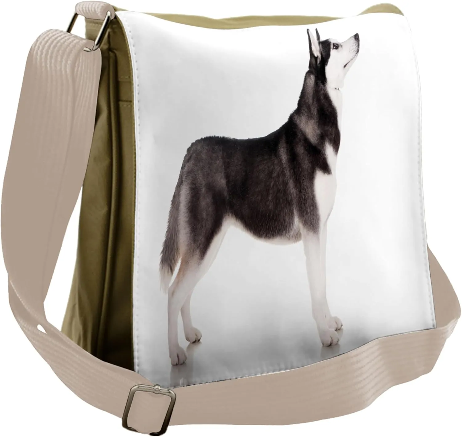 Ambesonne Alaskan Malamute Messenger Bag, Arctic Animal, Unisex Cross-body