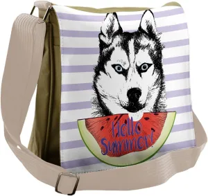 Ambesonne Alaskan Malamute Messenger Bag, Summer, Unisex Cross-body