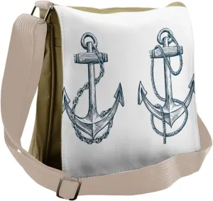 Ambesonne Anchor Messenger Bag, Vintage Sketch of Anchor, Unisex Cross-body