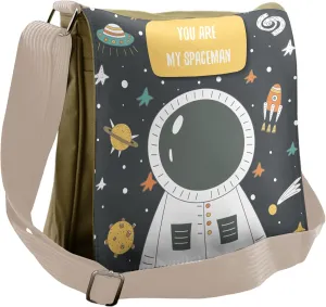 Ambesonne Astronaut Messenger Bag, Cosmic Doodle Rocket, Unisex Cross-body