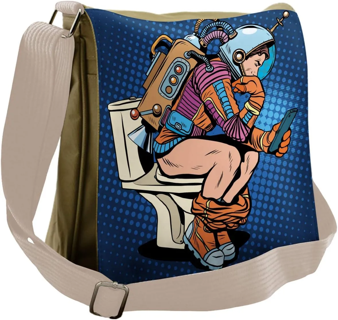 Ambesonne Astronaut Messenger Bag, Thinking Man Space, Unisex Cross-body