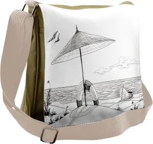 Ambesonne Beach Messenger Bag, Doodle Sketch Pattern, Unisex Cross-body