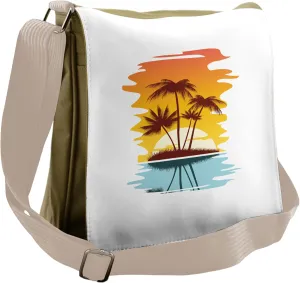 Ambesonne Beach Messenger Bag, Exotic Palm Trees Sunset, Unisex Cross-body