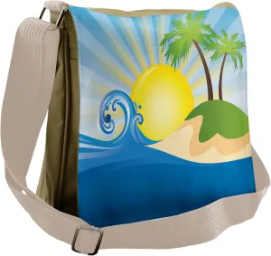 Ambesonne Beach Messenger Bag, Sun Rays Tropical Island, Unisex Cross-body
