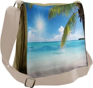 Ambesonne Beach Messenger Bag, Tropical Seashore Palms, Unisex Cross-body