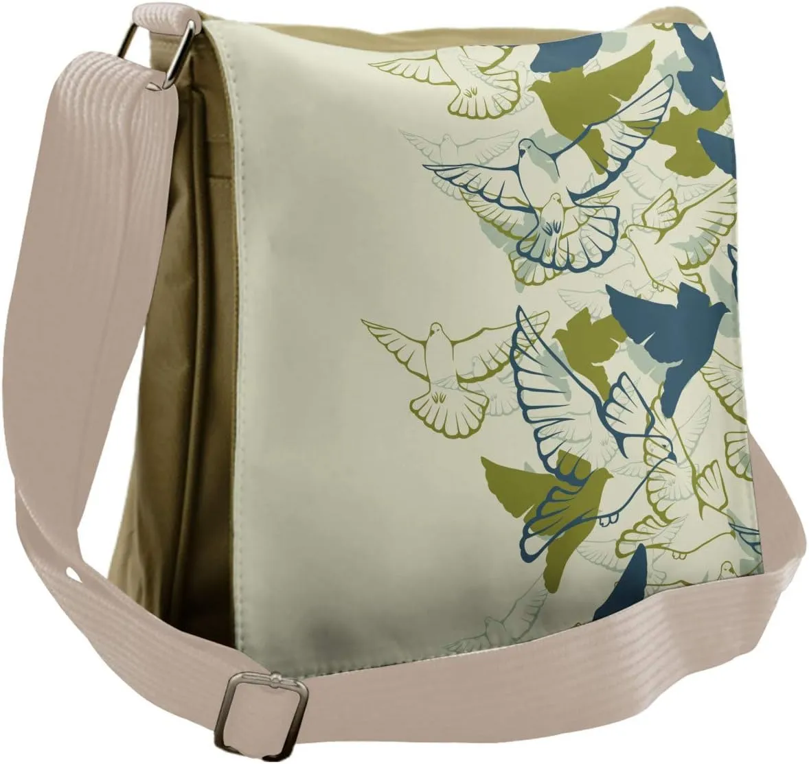 Ambesonne Birds Messenger Bag, Flock of Flying Pigeons, Unisex Cross-body