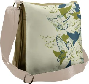 Ambesonne Birds Messenger Bag, Flock of Flying Pigeons, Unisex Cross-body