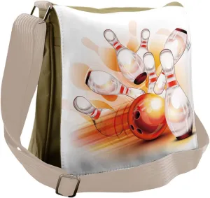Ambesonne Bowling Messenger Bag, Ball Crashing, Unisex Cross-body