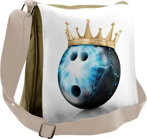 Ambesonne Bowling Party Messenger Bag, Ball with Crown, Unisex Cross-body